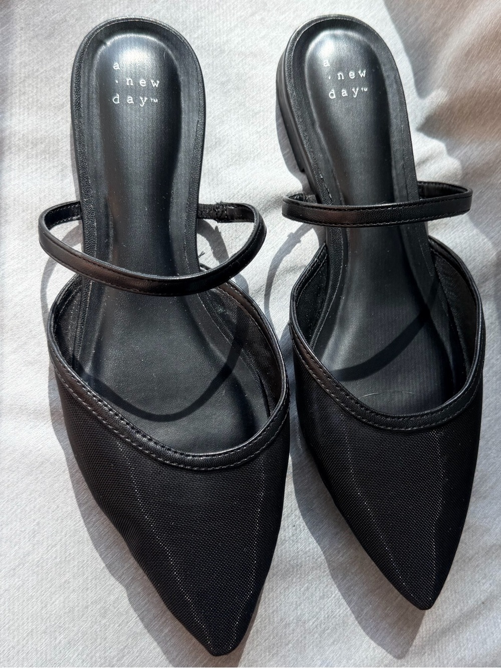 a new day Black Pointed-Toe Strappy Mule Flats